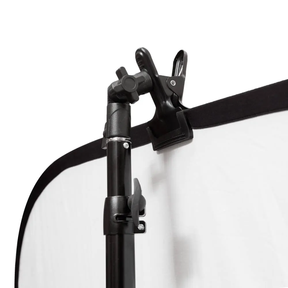 1.5x2m Black/White Collapsible Background, Stand & Clamp Kit