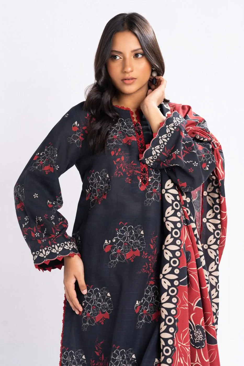 2 Piece Printed Khaddar Suit With Khaddar Dupatta