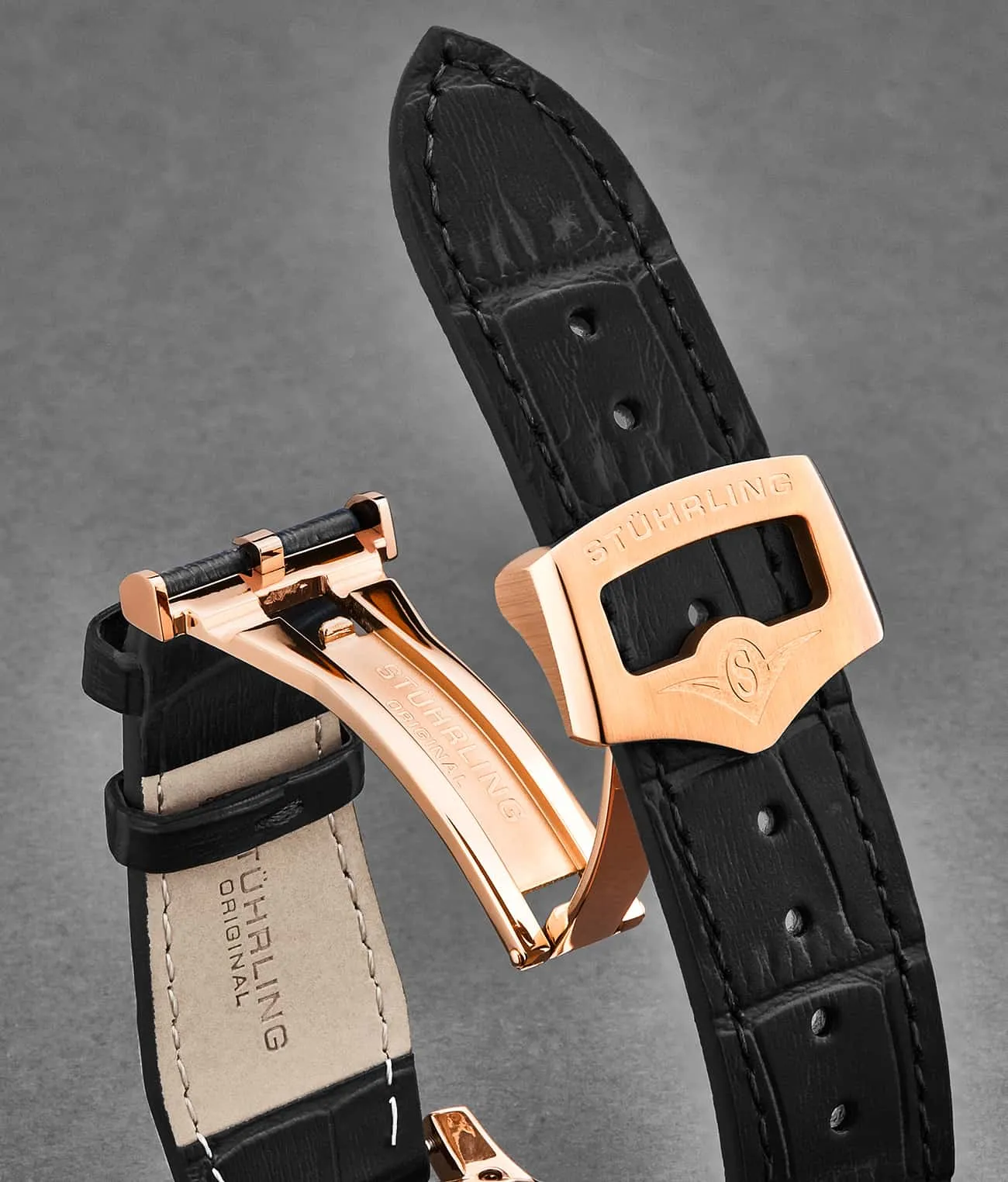 20mm Leather Strap with Stainless Steel Deployant Buckle