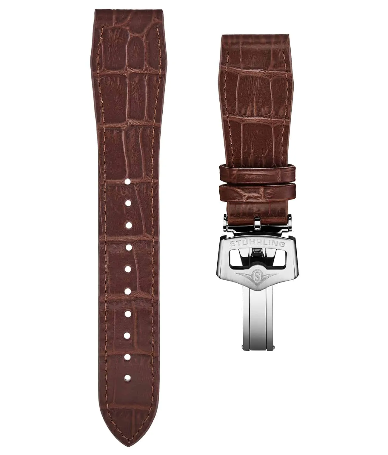 20mm Leather Strap with Stainless Steel Deployant Buckle