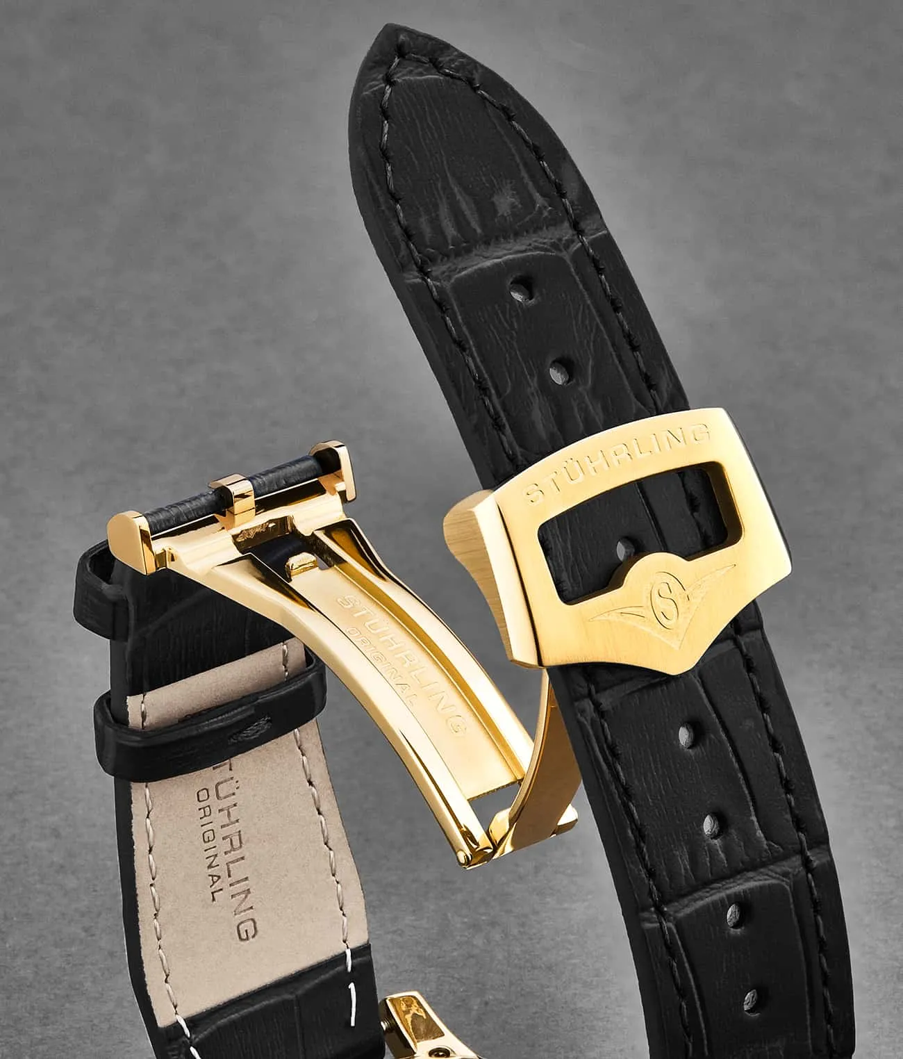 20mm Leather Strap with Stainless Steel Deployant Buckle