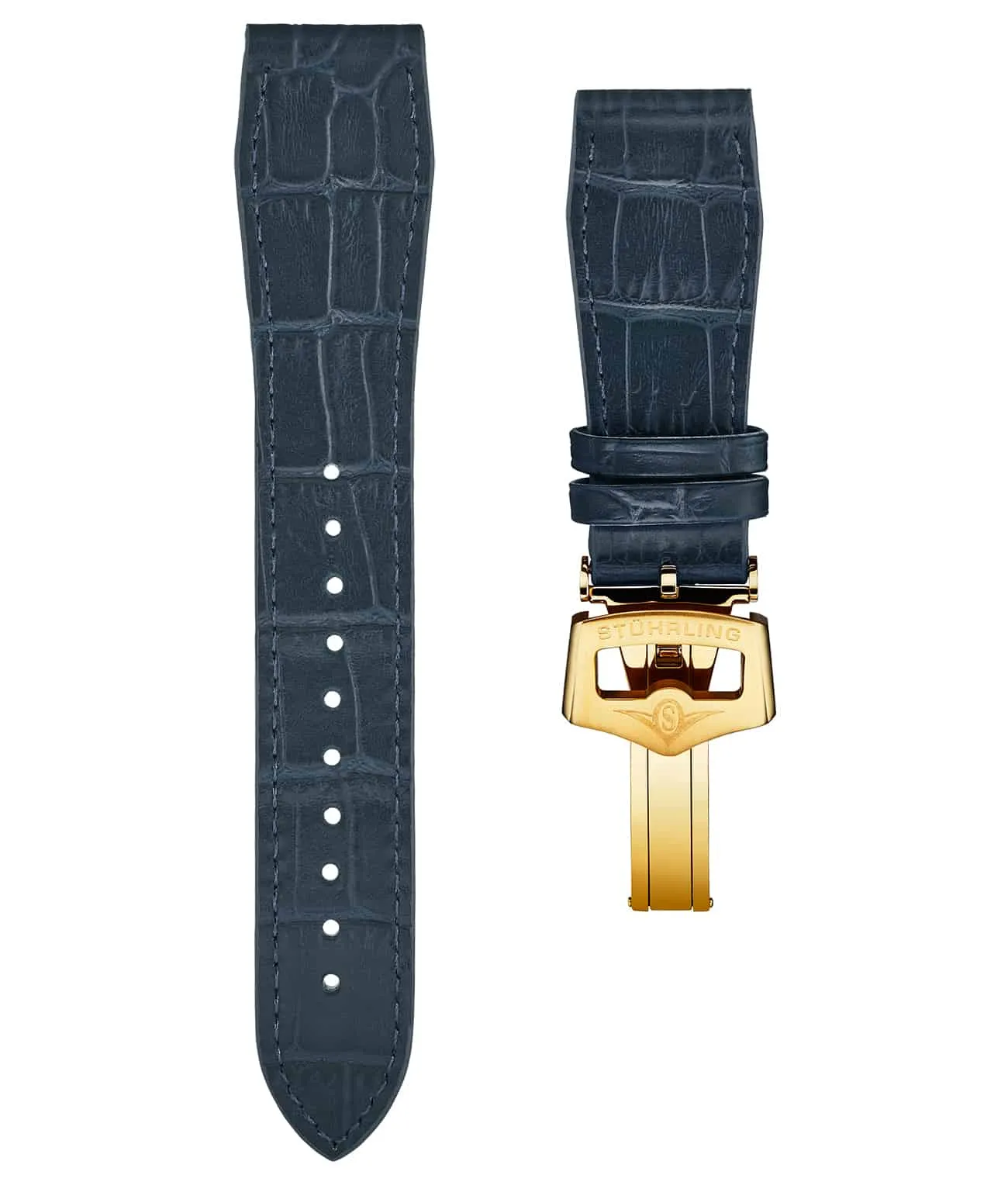 20mm Leather Strap with Stainless Steel Deployant Buckle