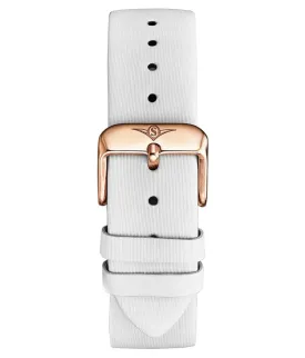 20mm White Leather Strap With Satin Twill Cover WIth Rose Gold  Deployant Buckle