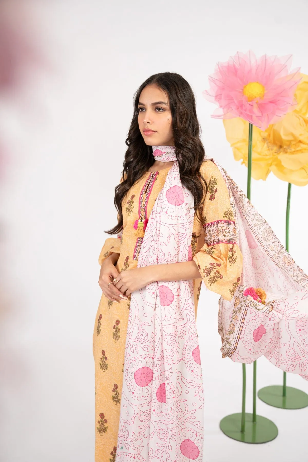 3 Pc Printed Lawn Suit With Lawn Dupatta