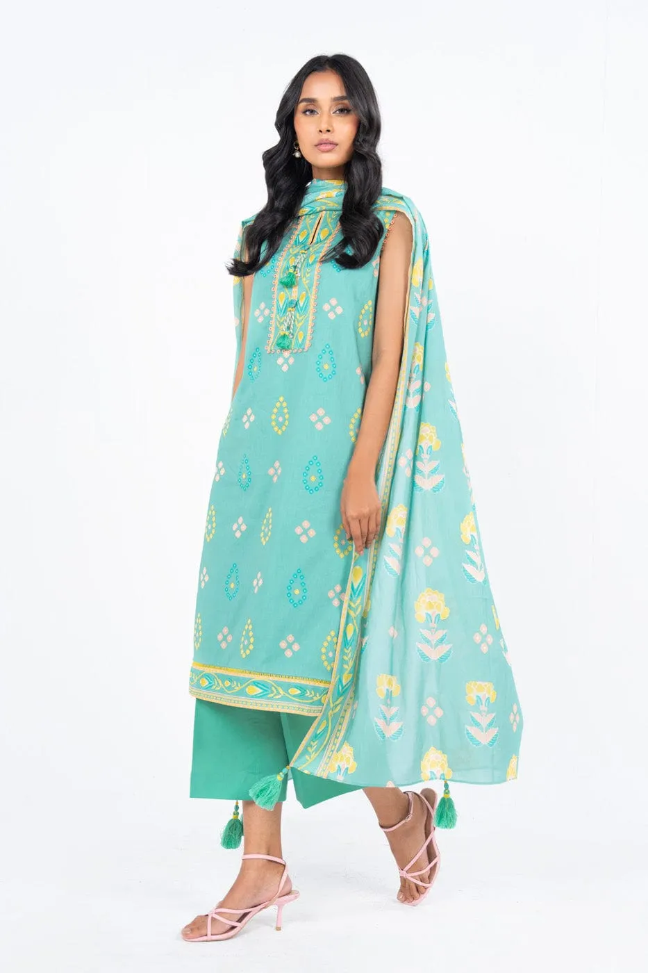 3 Pc Printed Lawn Suit With Lawn Dupatta