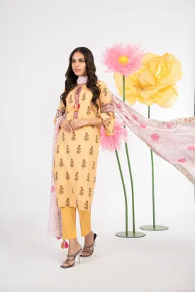 3 Pc Printed Lawn Suit With Lawn Dupatta