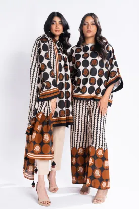 3 Piece Printed Khaddar Suit With Light Khaddar Dupatta