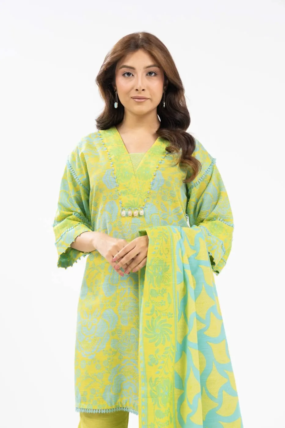 3 Piece Printed Khaddar Suit With Light Khaddar Dupatta