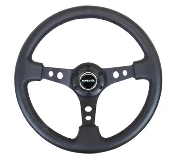 (350mm / 3in. Deep) Blk Leather w/Gunmetal Circle Cutout Spokes