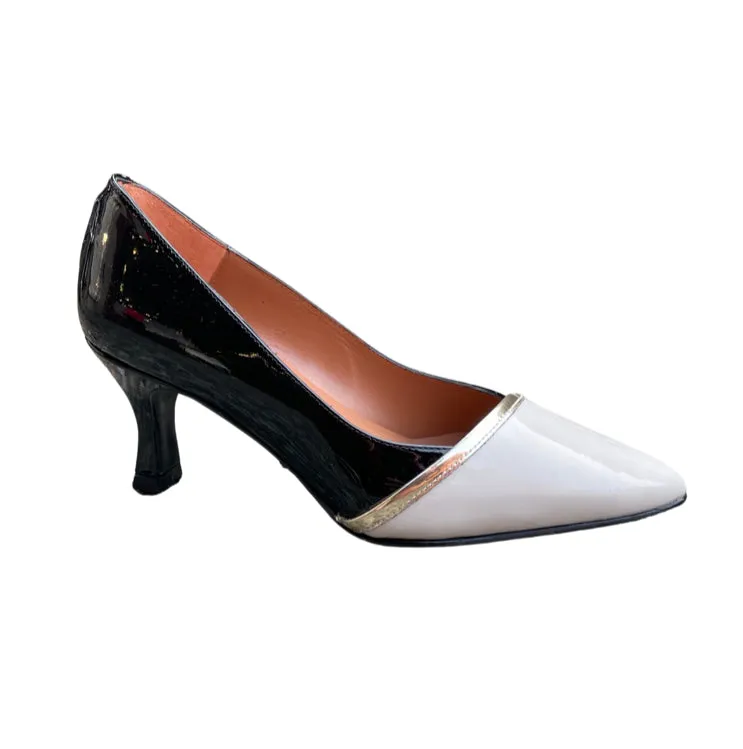 4474A Black/Cream Patent Heel