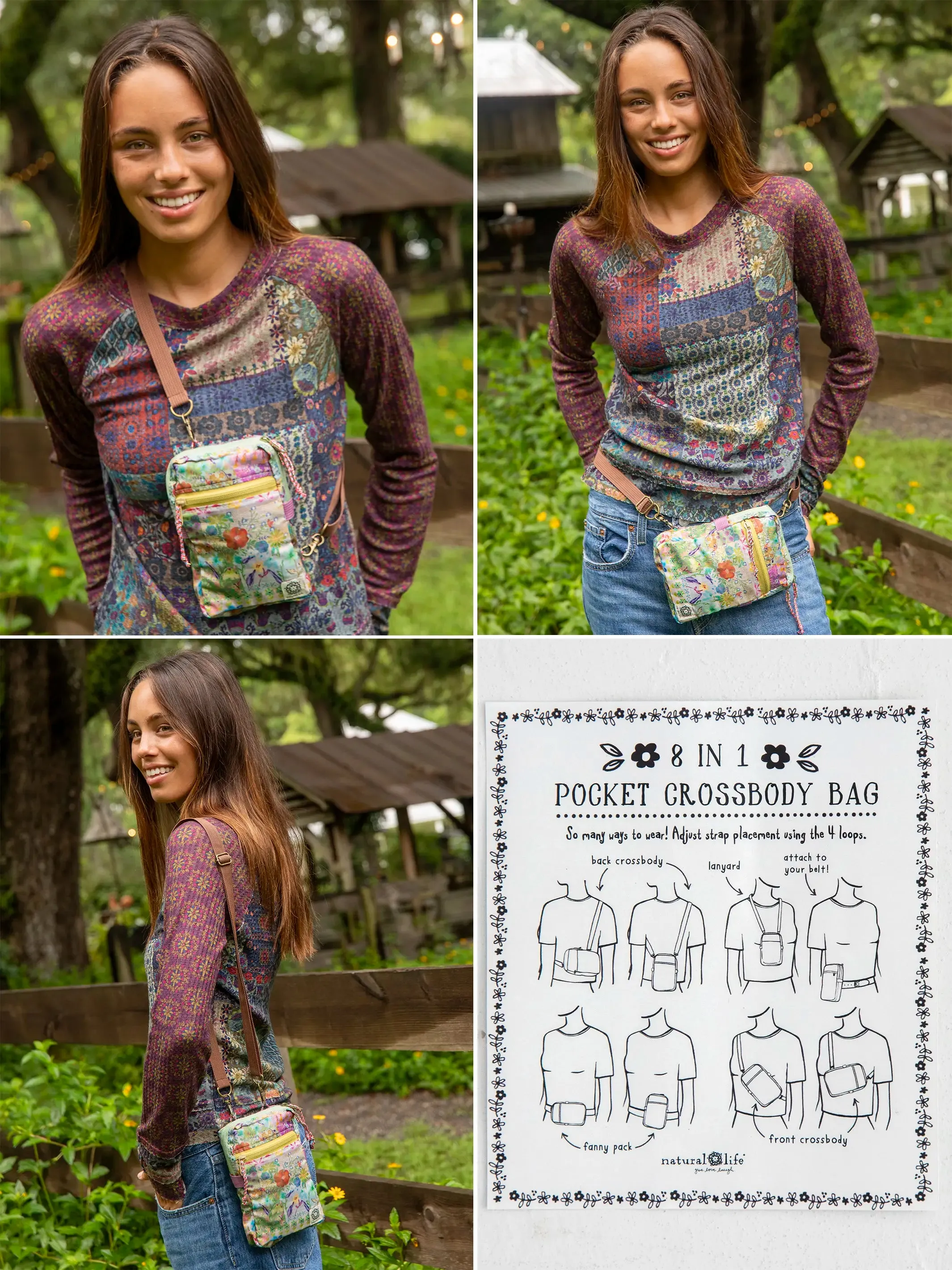 8-in-1 Pocket Crossbody - Taupe Watercolor Patchwork