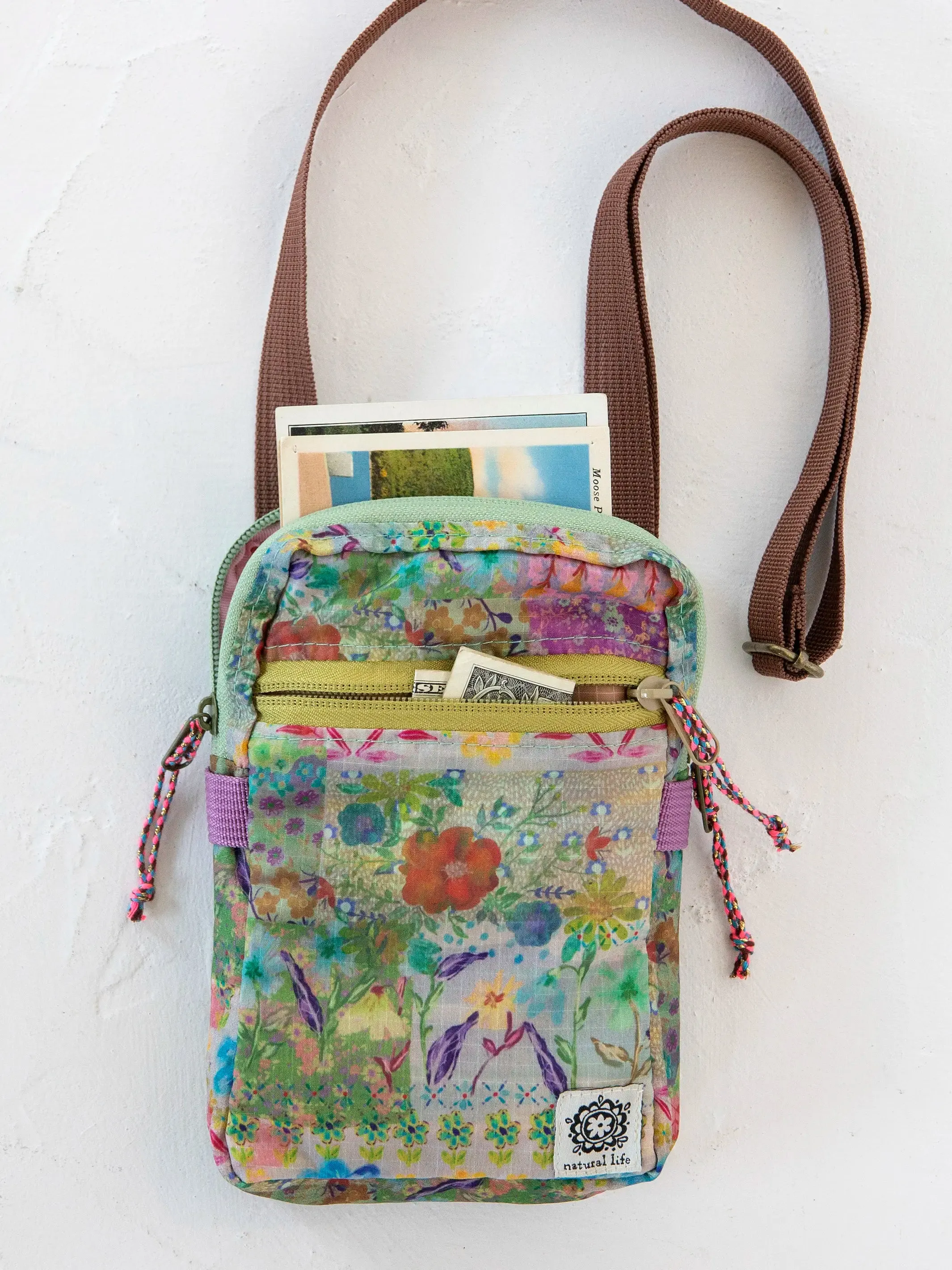 8-in-1 Pocket Crossbody - Taupe Watercolor Patchwork