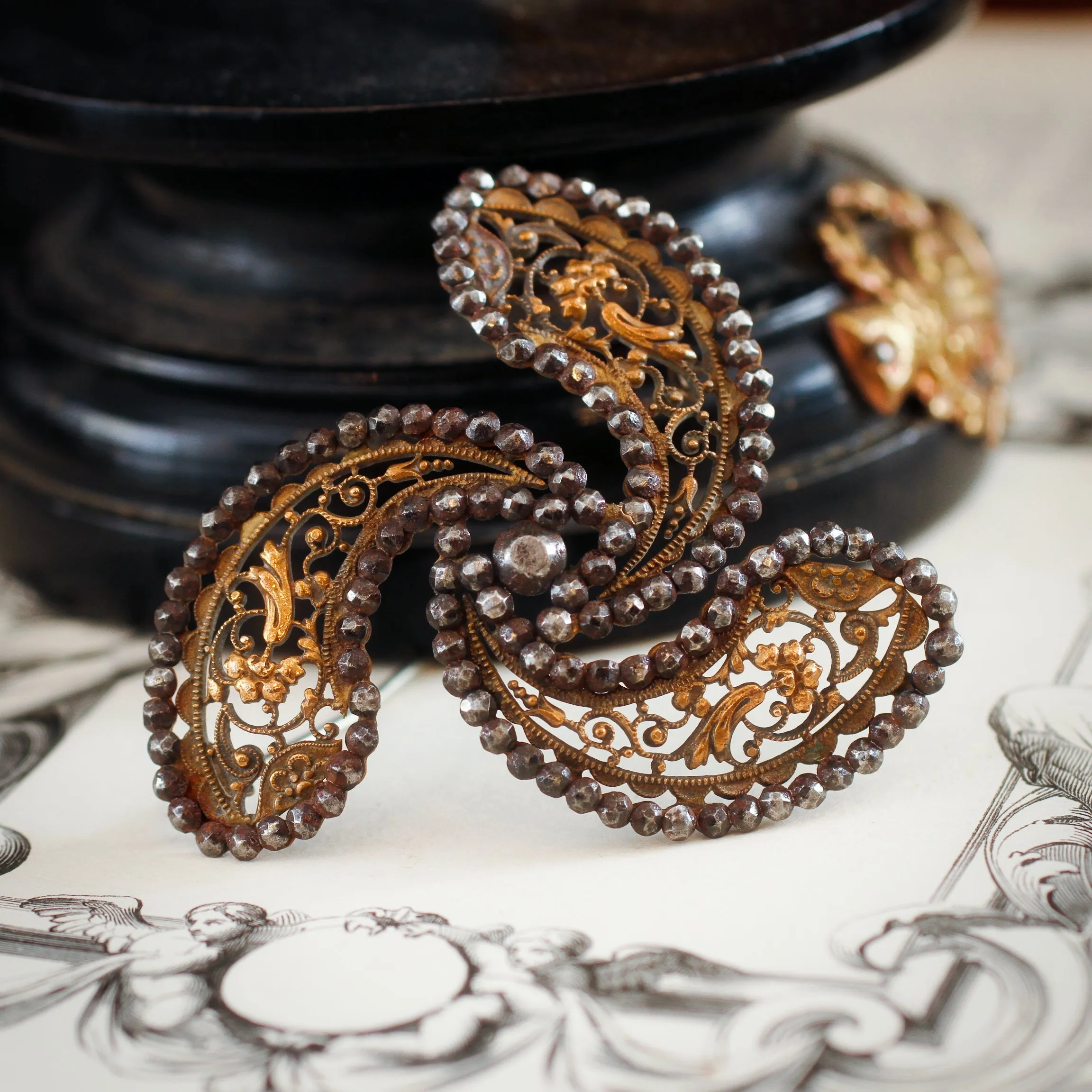 A Fanciful Antique Early Victorian Cut Steel Brooch