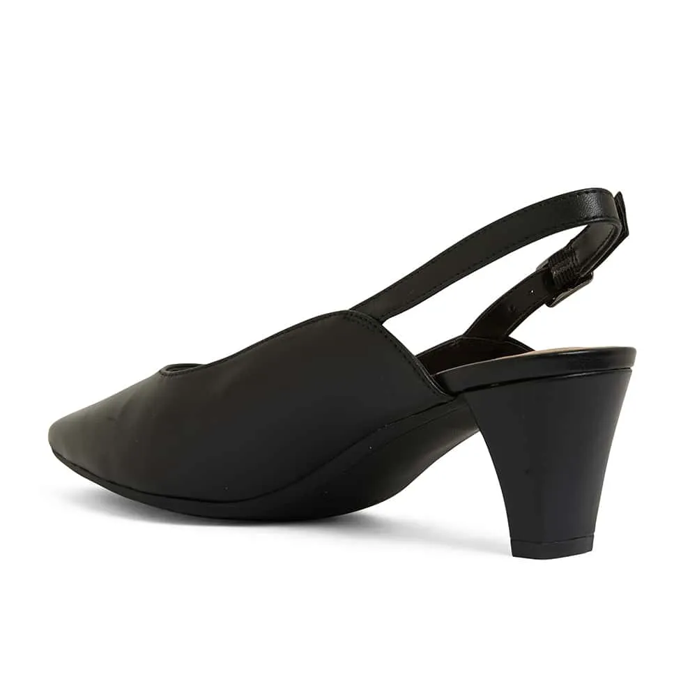 Agatha Heel in Black Leather