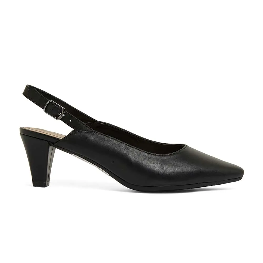 Agatha Heel in Black Leather