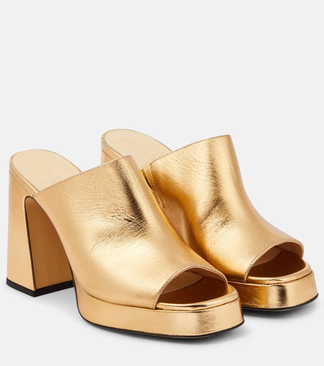 Alba 90 leather mules with platform Souliers Martinez, gold