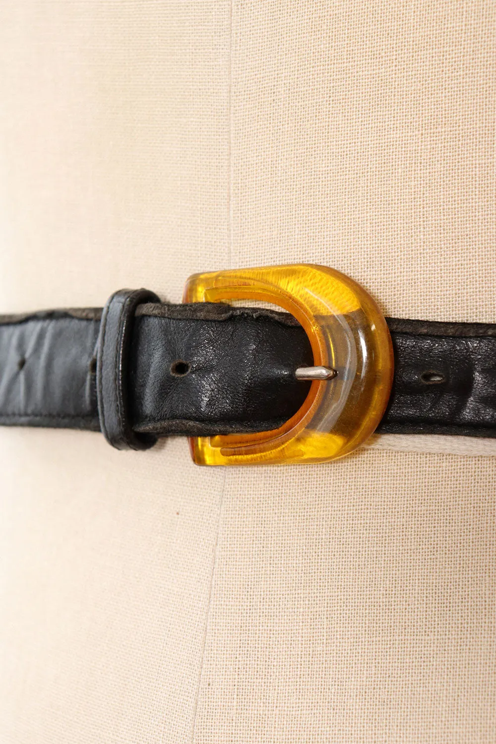 Amber Buckle Leather Belt