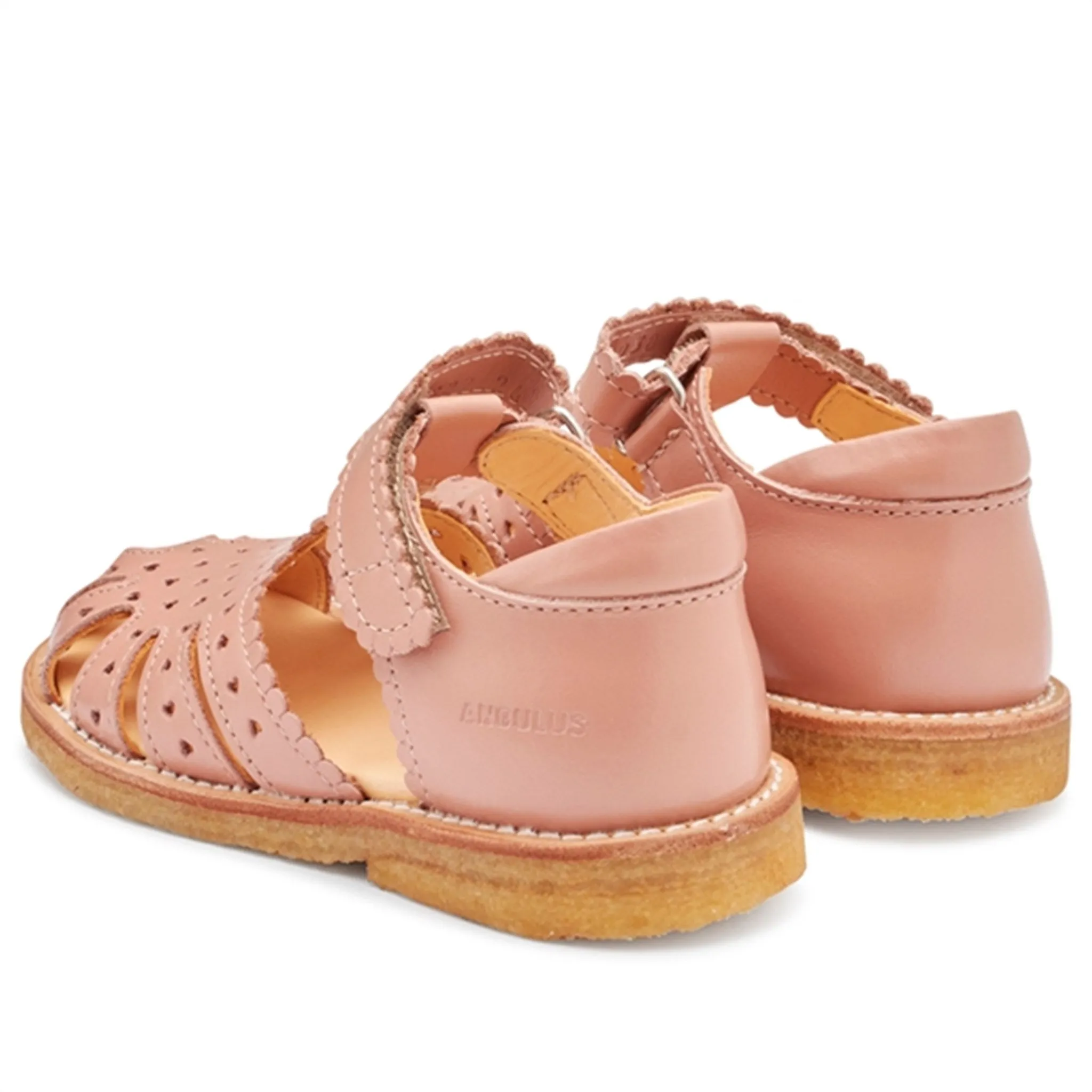 Angulus Sandal W. Velcro And Hearts Dark Peach