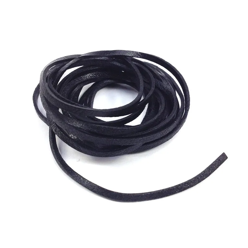 Arbee Leather Thonging, 2mm Flat Black- 2m