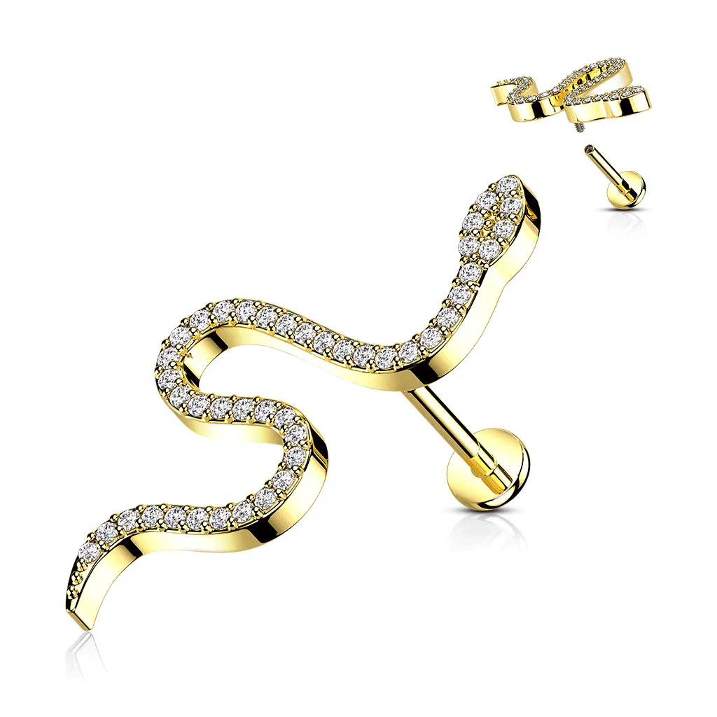 Arizona Snake Body Jewellery with Gold Plating. Labret, Monroe, Tragus and Cartilage Earrings.