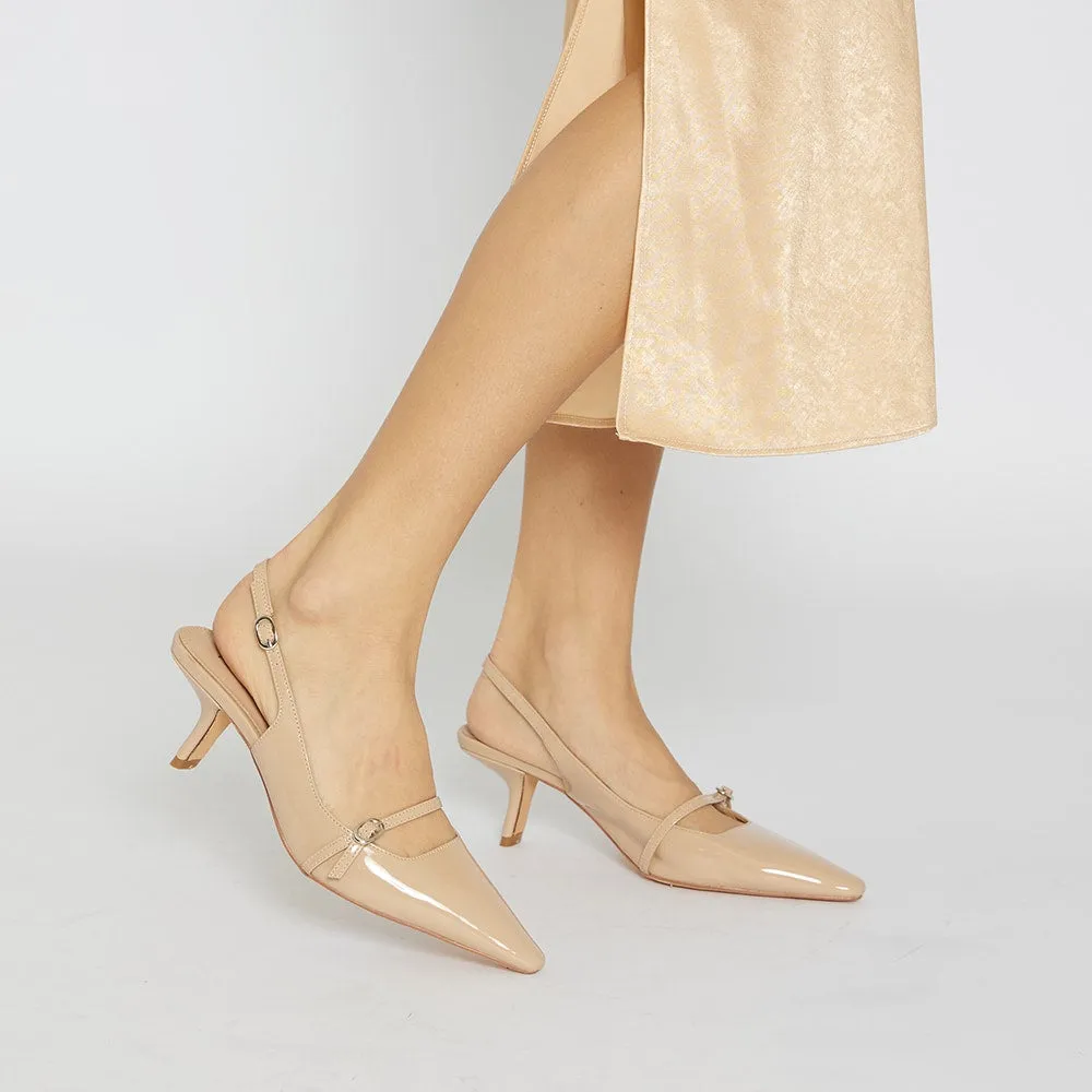 Ashley Heel in Nude Patent