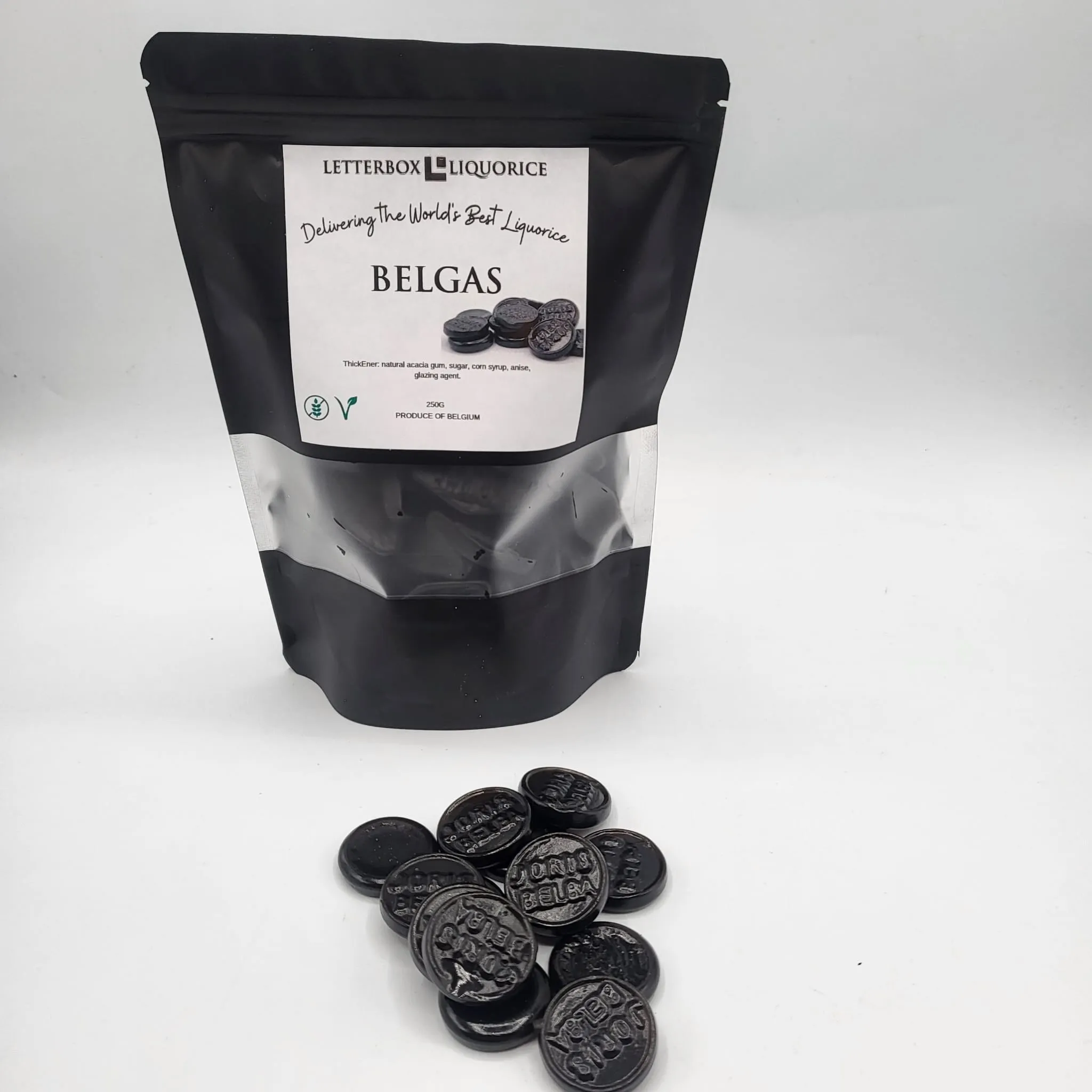 Belgas Black Liquorice. Gluten & Gelatine Free