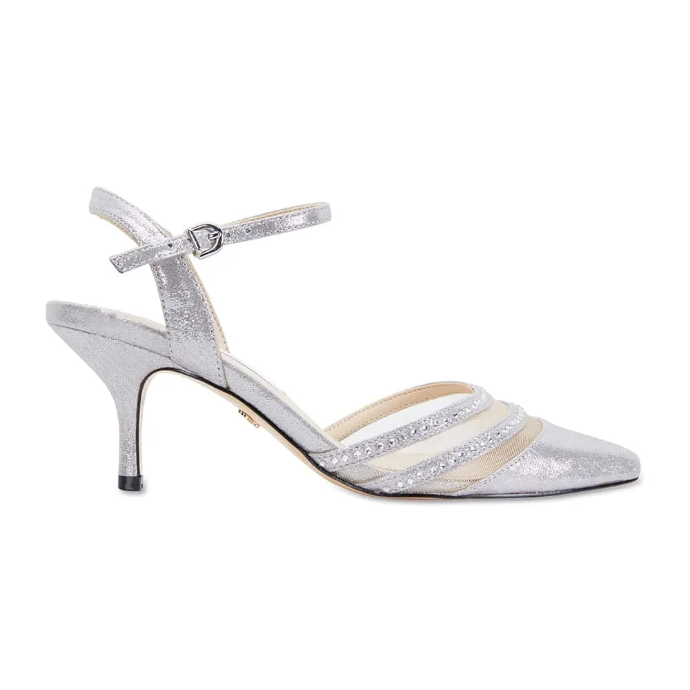 Belicia Heel in Silver Fabric