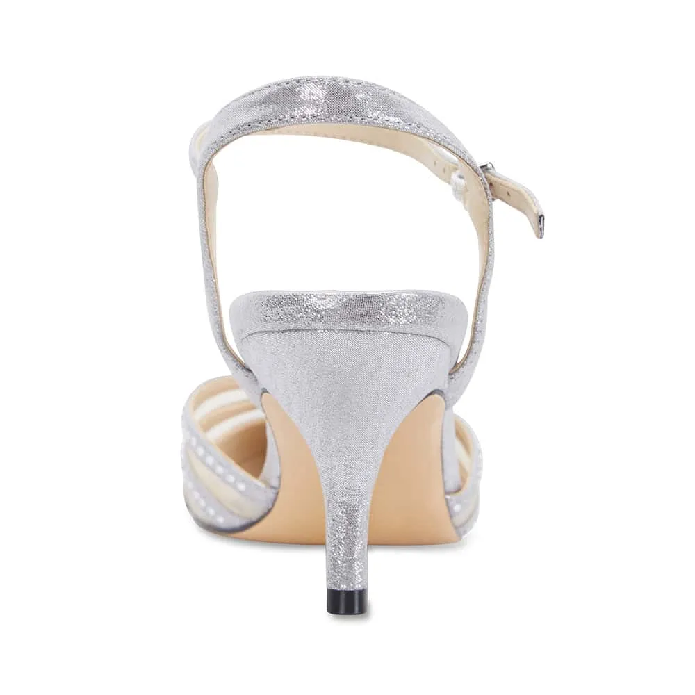 Belicia Heel in Silver Fabric