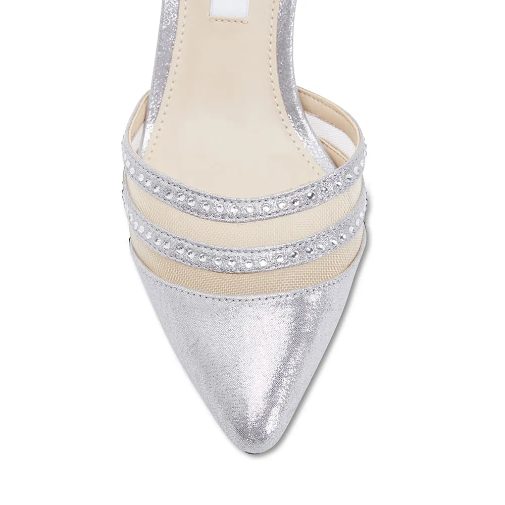 Belicia Heel in Silver Fabric