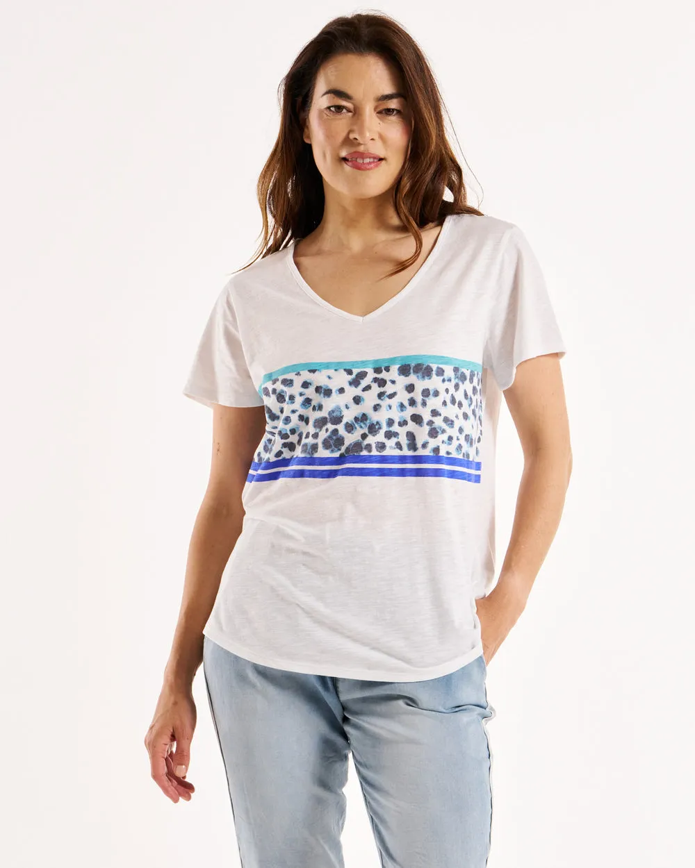 Betty Basics Amber Print Tee Animal Stripe