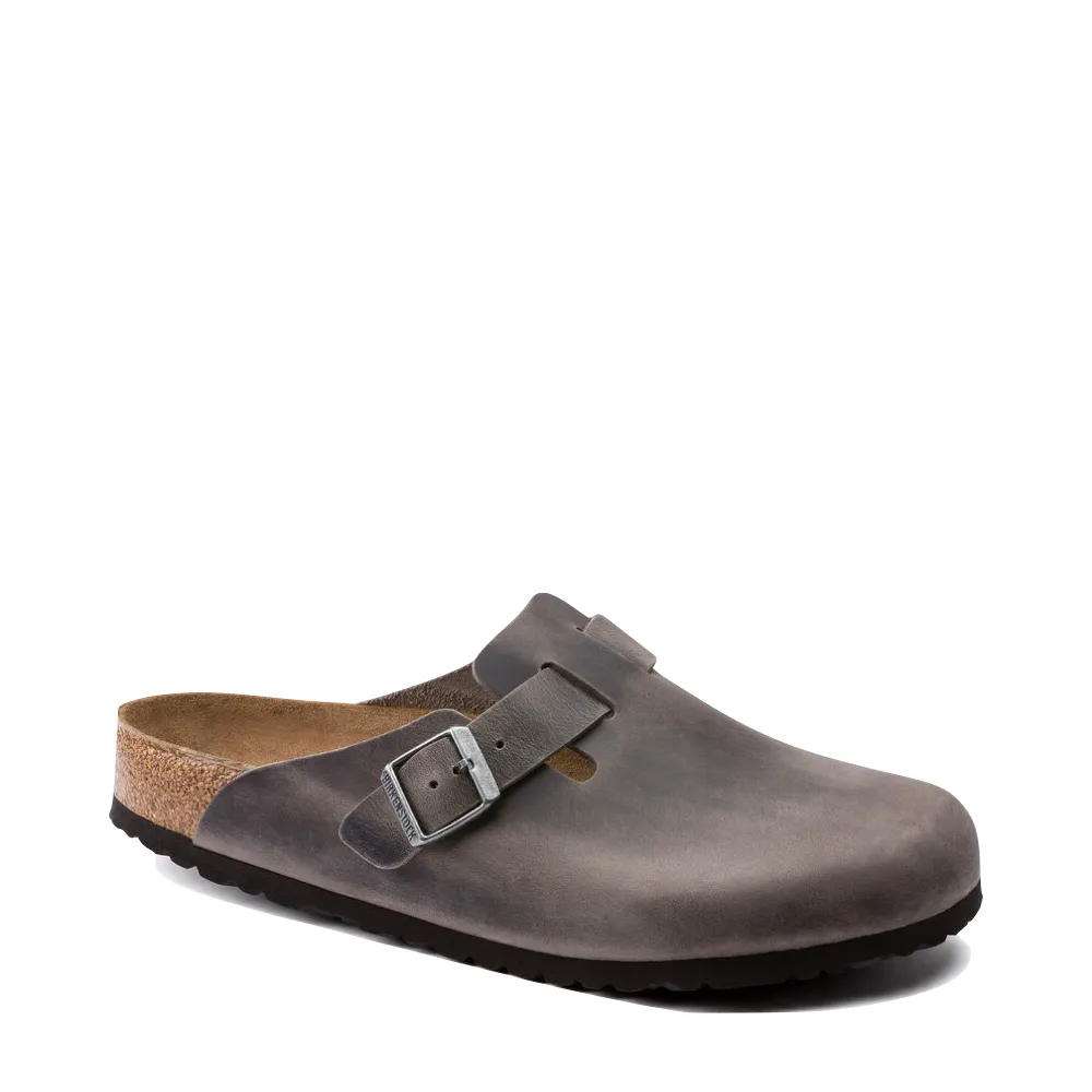 Birkenstock Boston Soft Footbed Oiled Leather Clog in Iron Gray