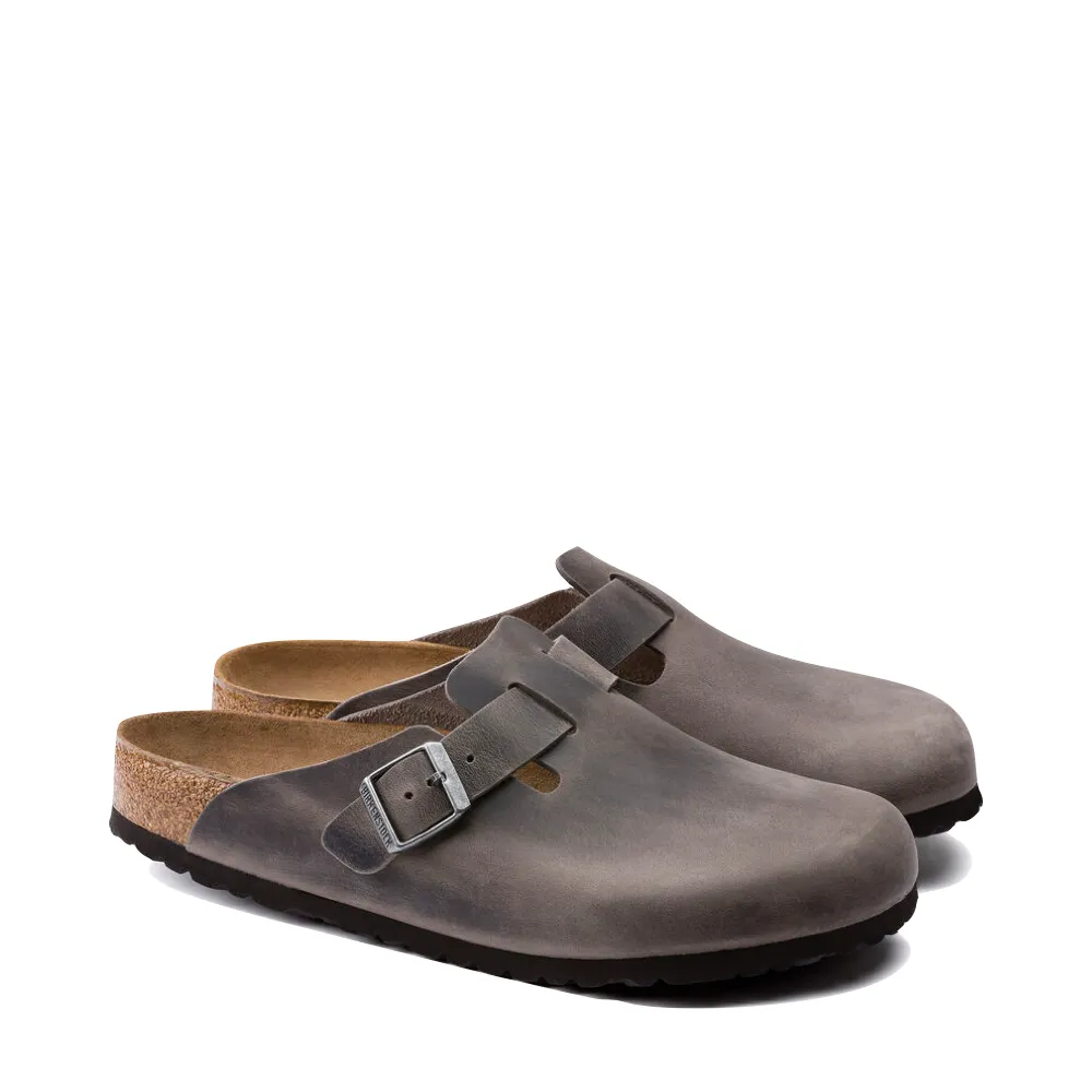 Birkenstock Boston Soft Footbed Oiled Leather Clog in Iron Gray