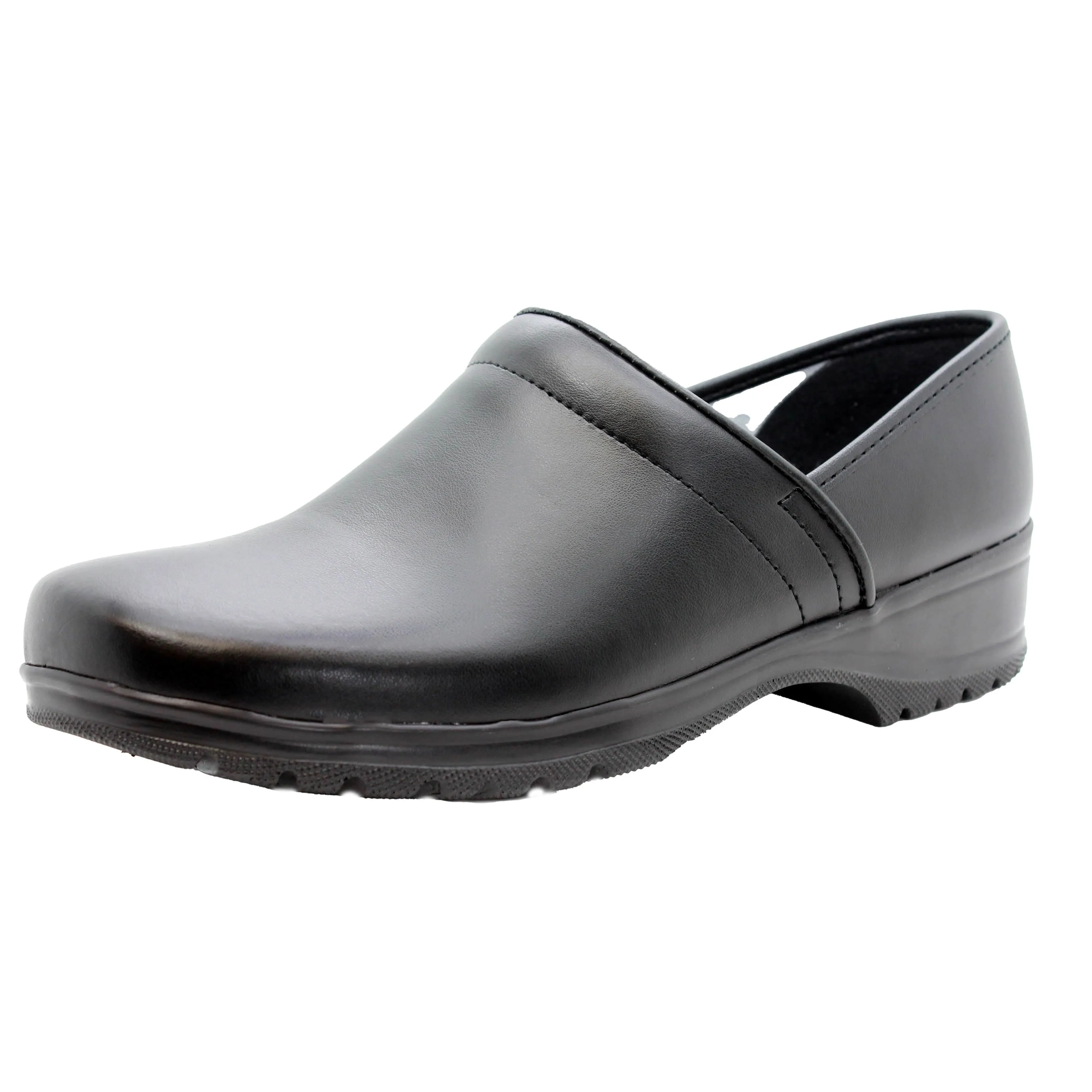 BJORK Men's Flex Pro Closed Back Black Leather Clogs