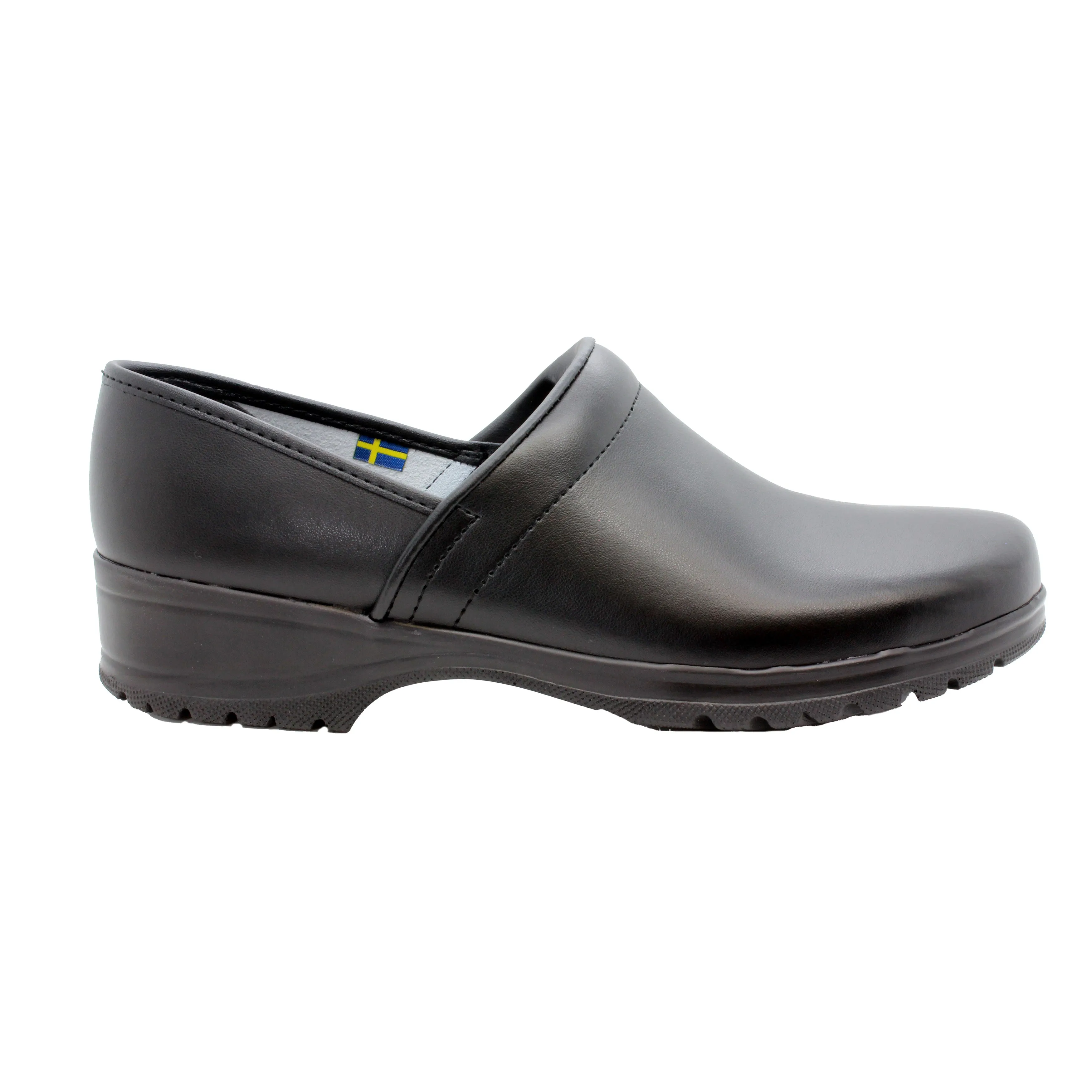 BJORK Men's Flex Pro Closed Back Black Leather Clogs