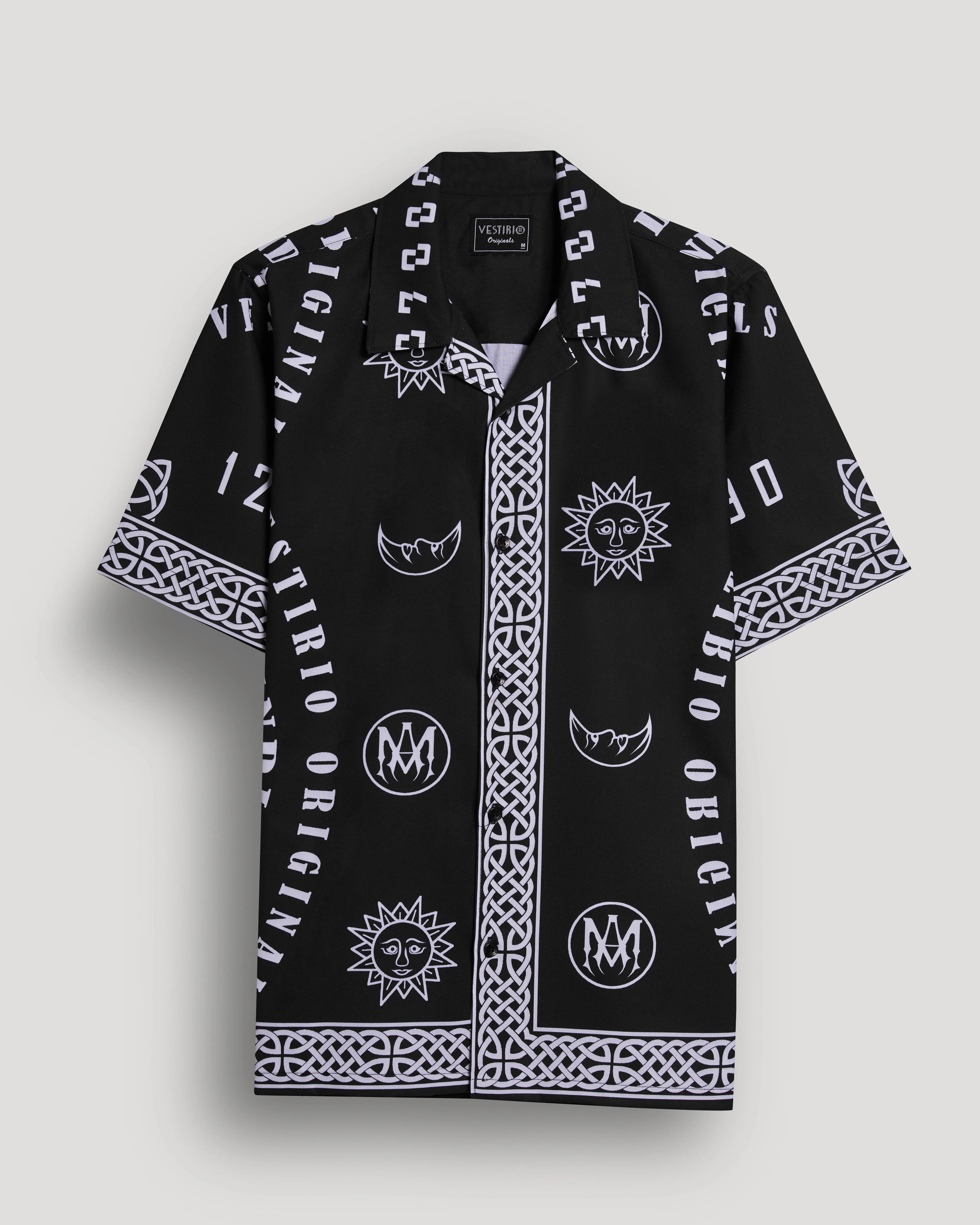 Black letter printed half sleeve shirt