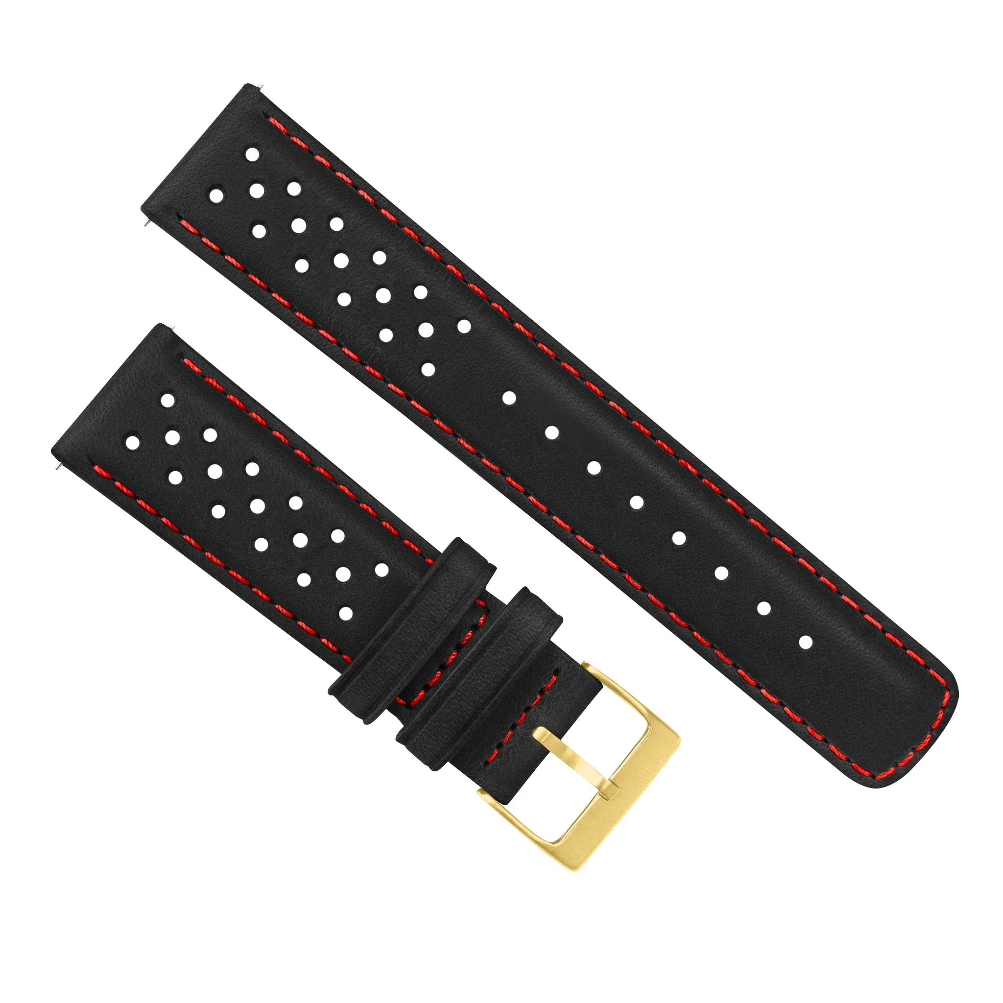 Black Red Stitch Racing Horween Leather Watch Band (18mm SALE)