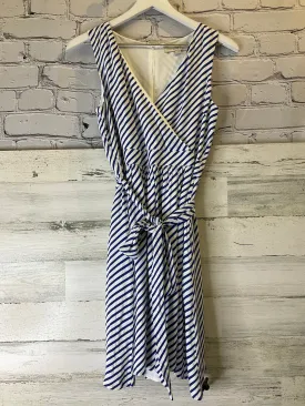 Blue & White Dress Casual Midi Loft, Size Xs