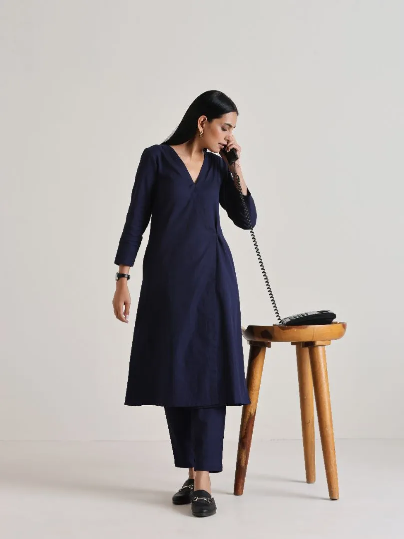 Blue Angrakha Kurta Set