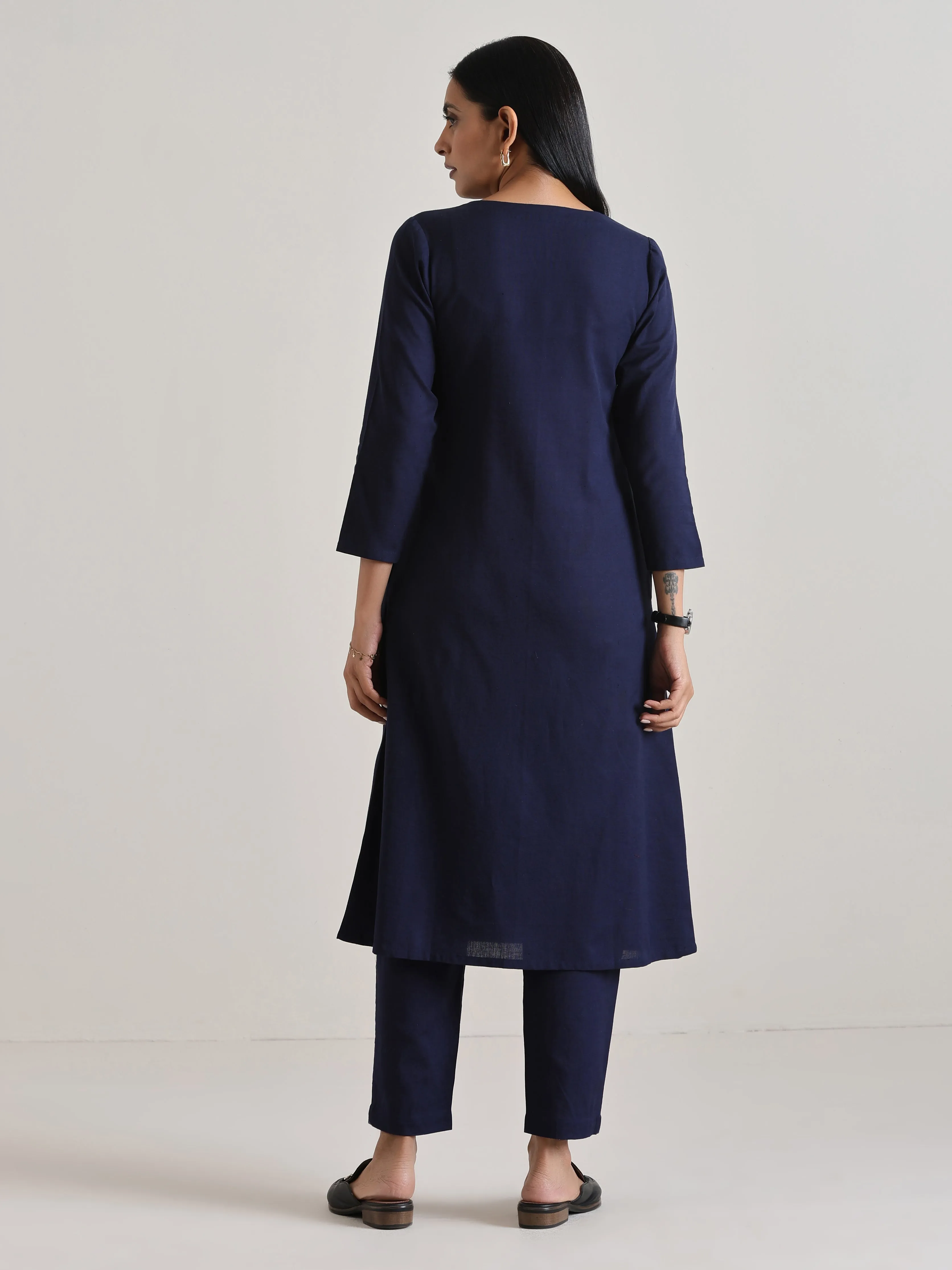 Blue Angrakha Kurta Set