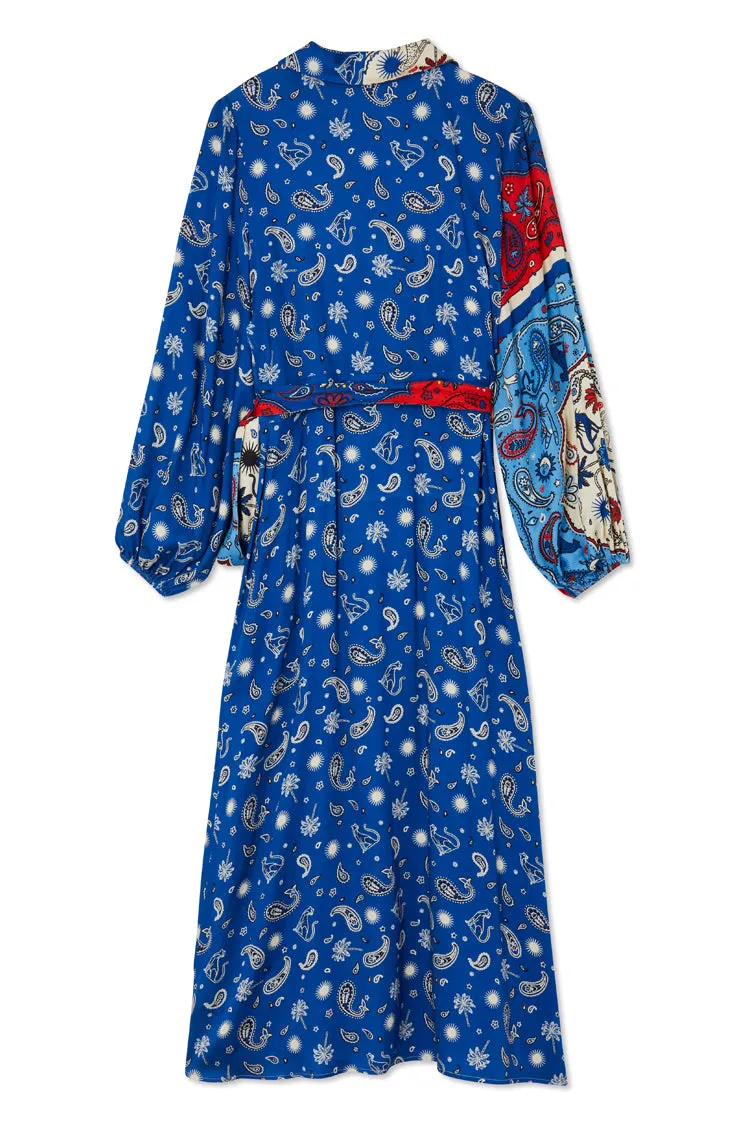 Blue Bandana Clash Brooklyn Wrap Dress