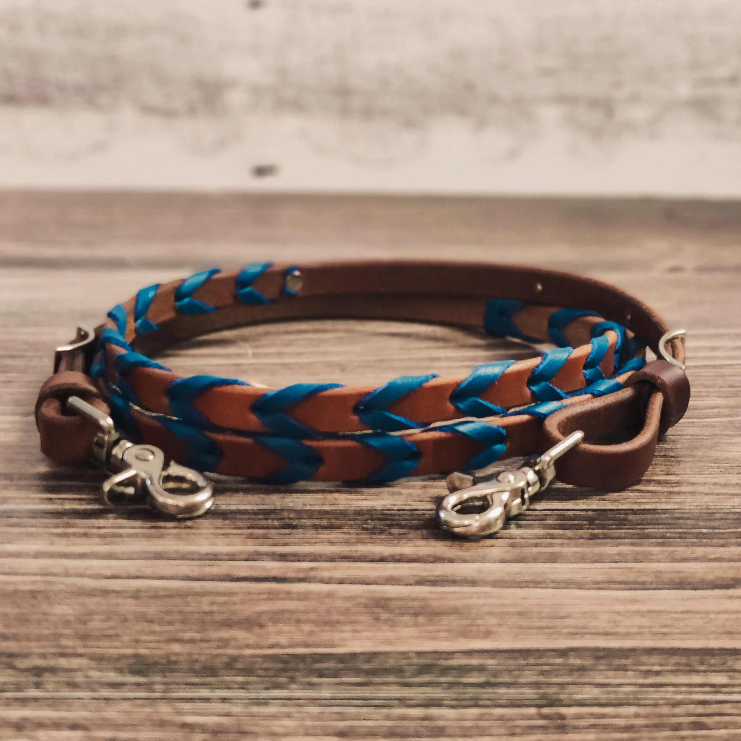 Blue Laced Barrel Reins