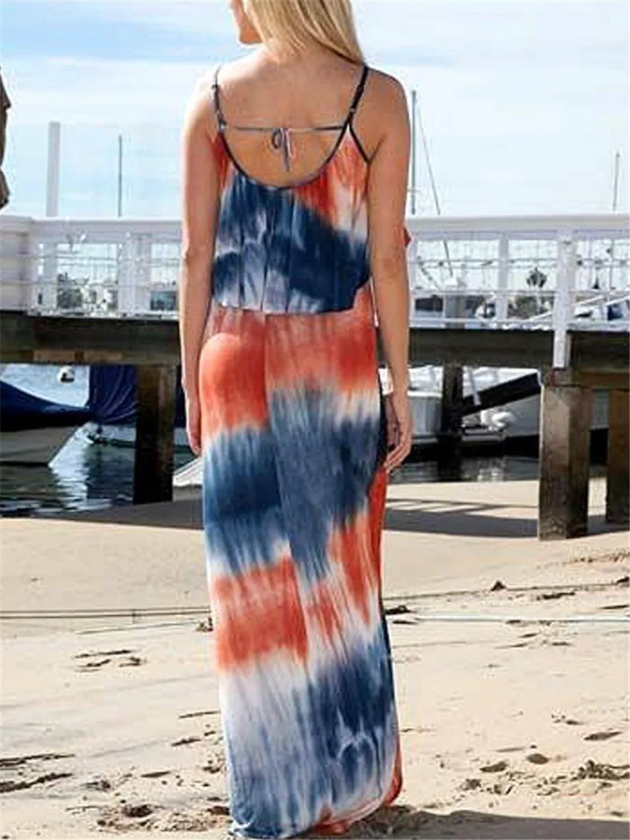 Bohemian Casual Loose Tie Dye Camisole Dress