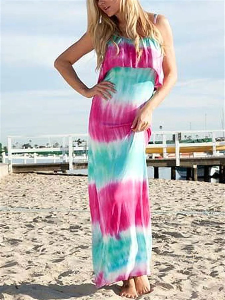 Bohemian Casual Loose Tie Dye Camisole Dress