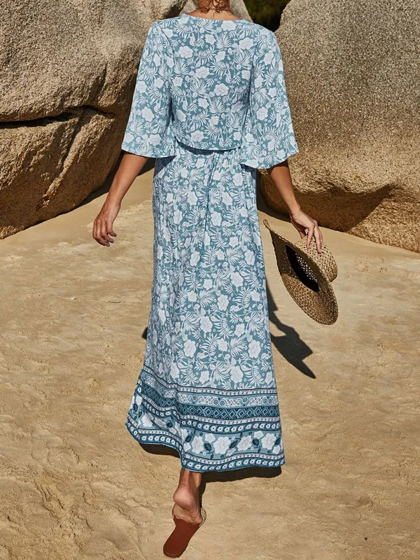 Boho V Neck Maxi Dress Set