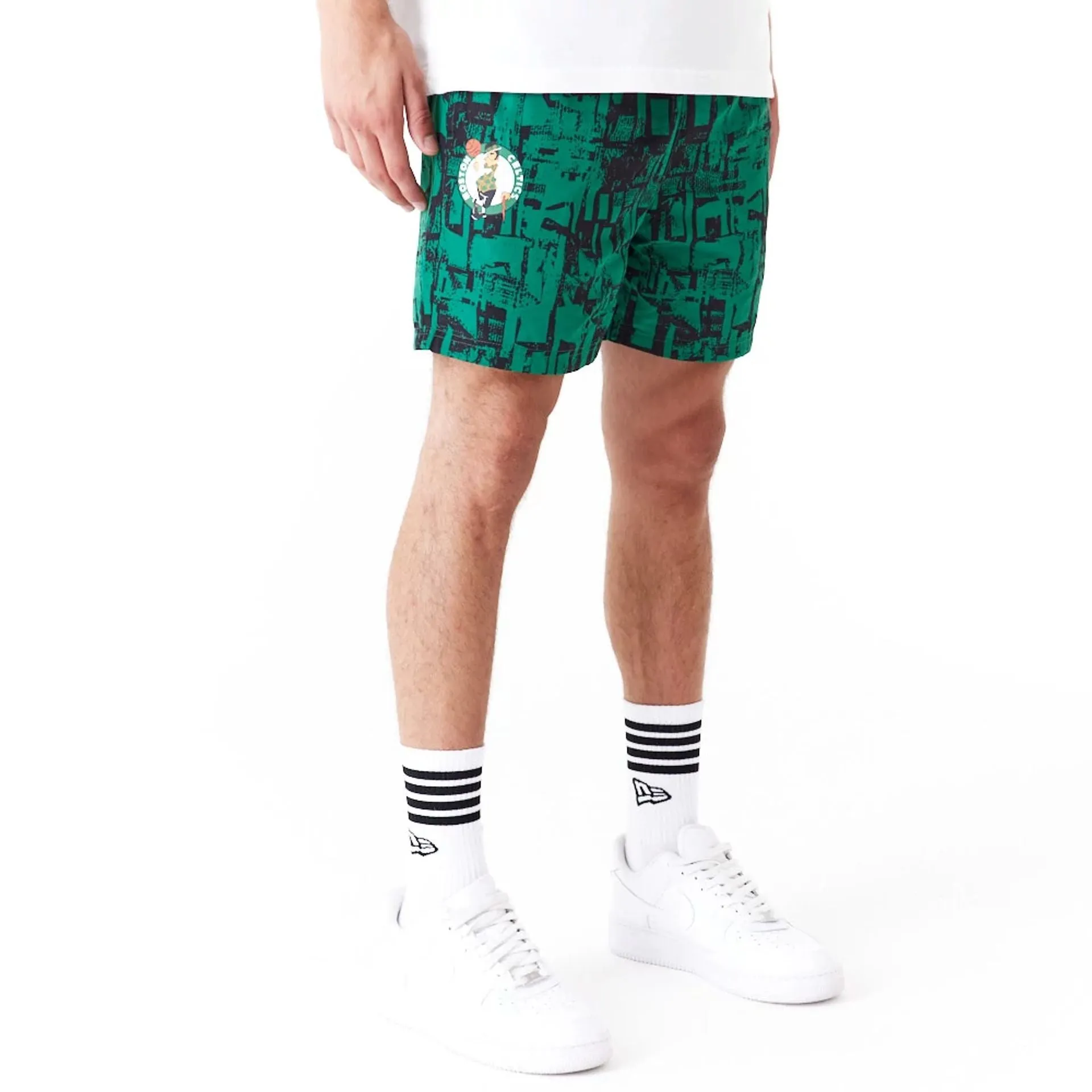 Boston Celtics NBA All Over Print Green Shorts