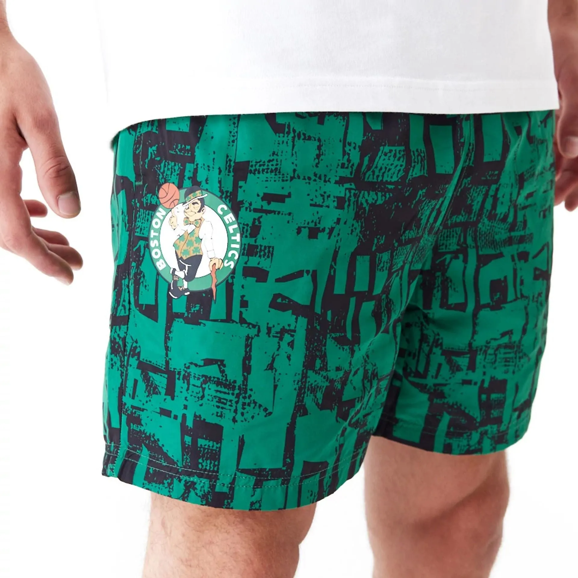 Boston Celtics NBA All Over Print Green Shorts