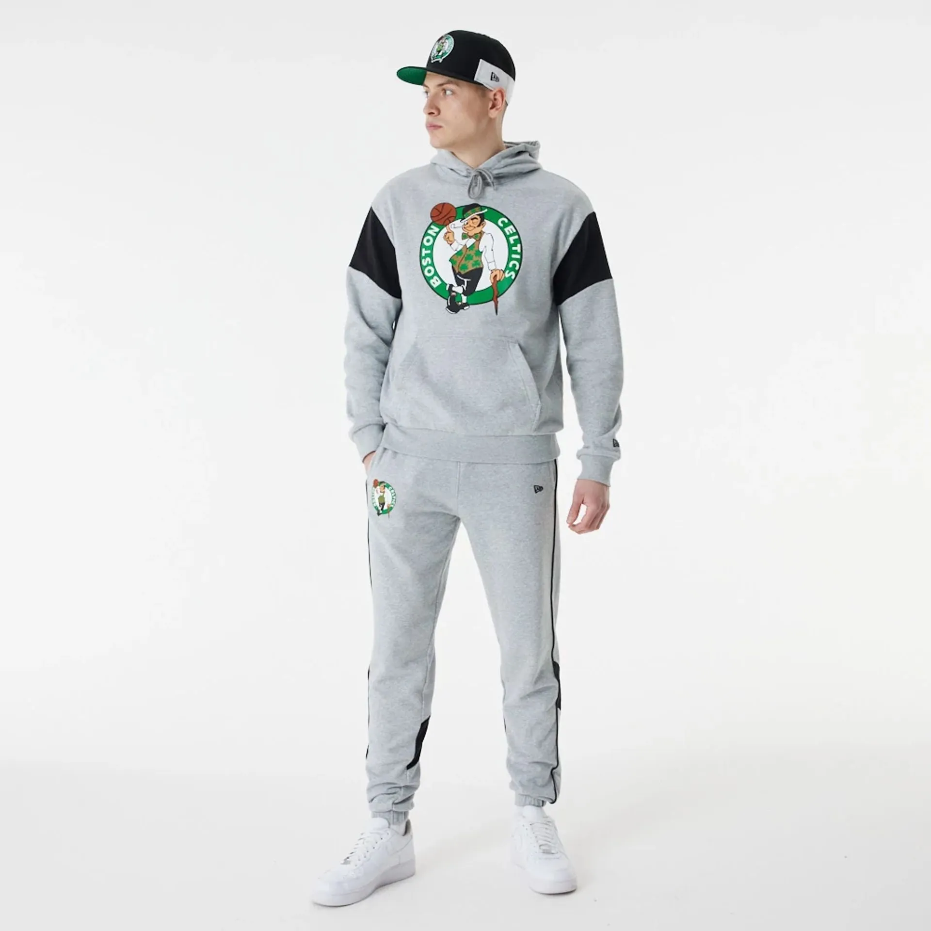 Boston Celtics NBA Colour Block Grey Oversized Hoodie