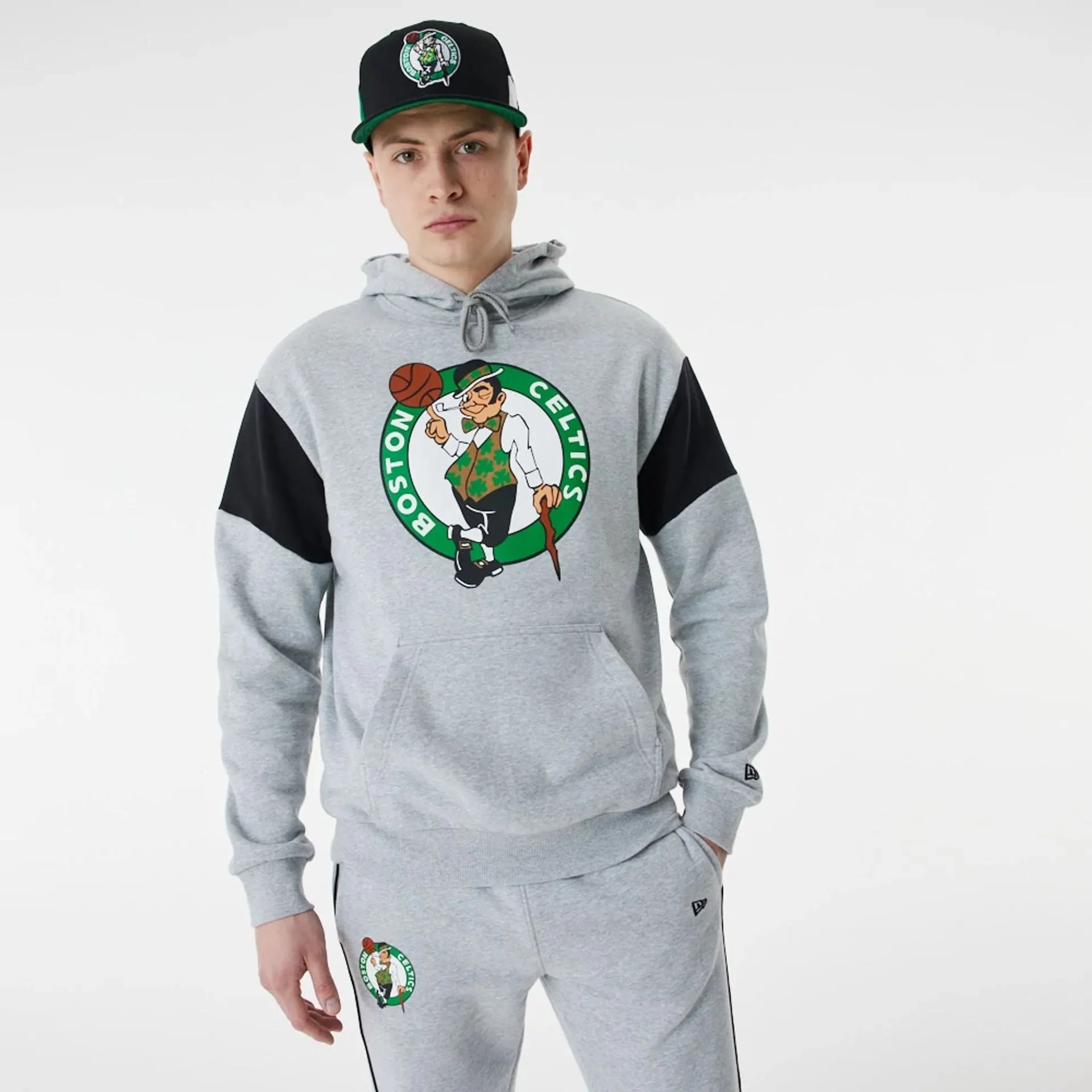 Boston Celtics NBA Colour Block Grey Oversized Hoodie