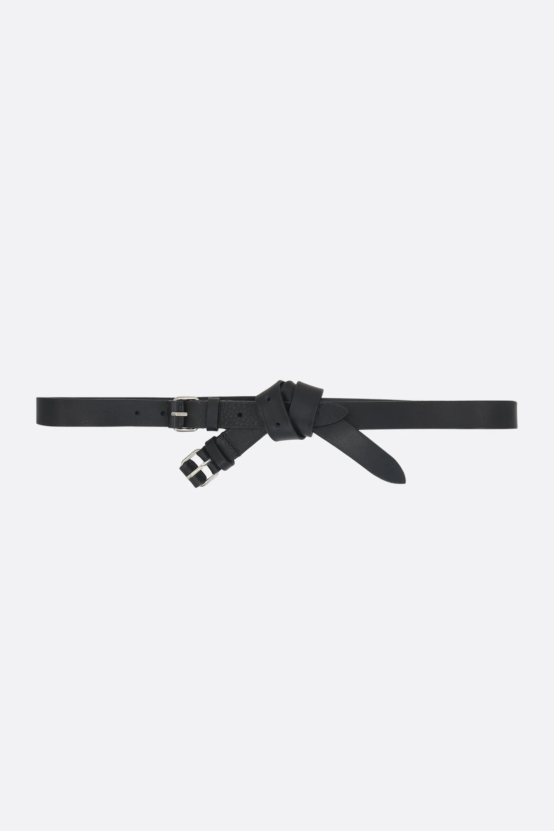 Bow grainy leather belt