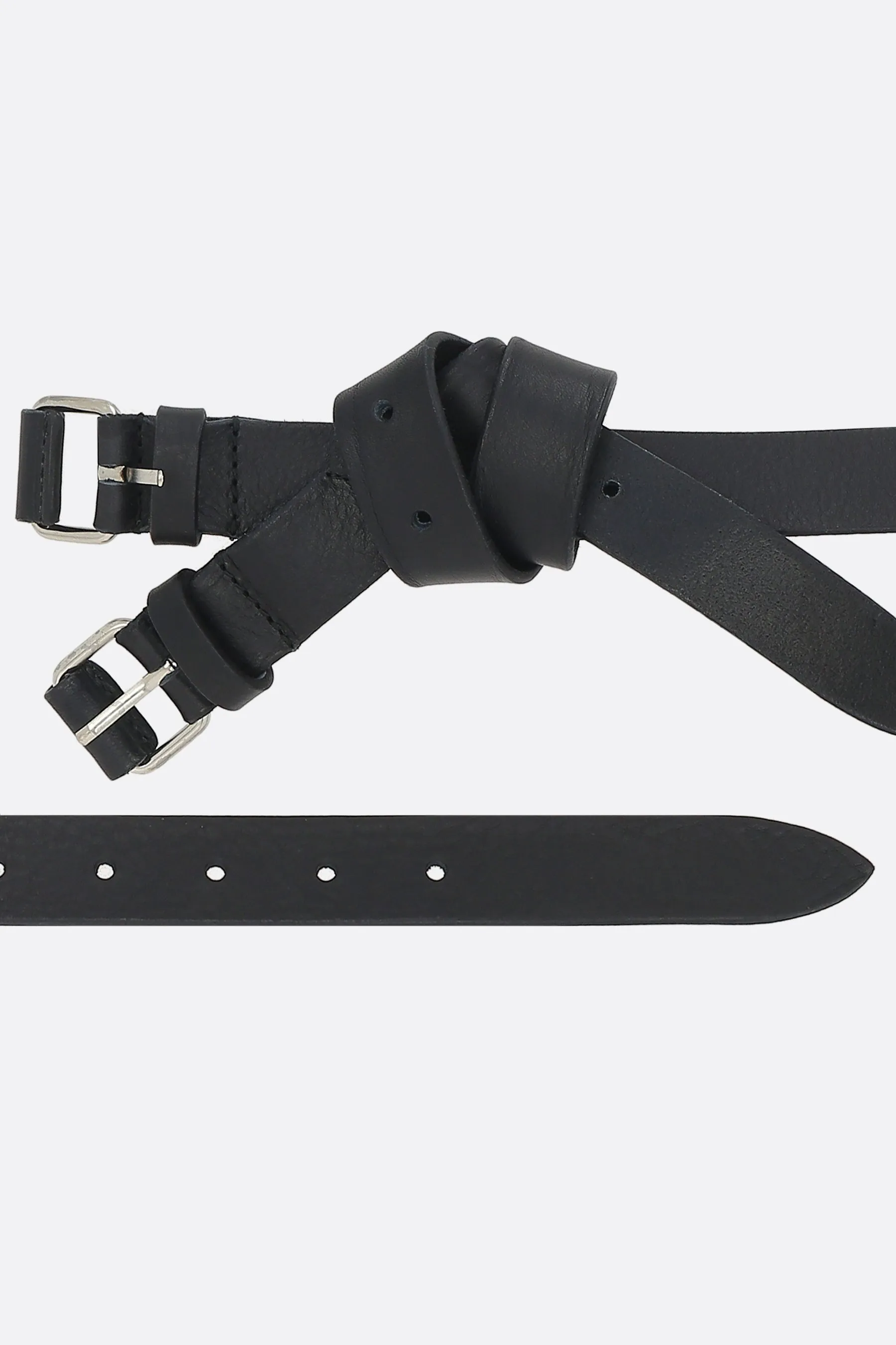 Bow grainy leather belt